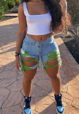 Women Spring and Summer Ripped Denim Shorts