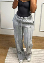 Women spring summer casual solid pleated trousers