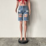 Women Ripped Tassel Casual Denim Shorts