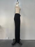 Women spring summer casual solid pleated trousers
