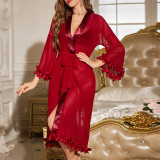 Women Mesh See-Through Lace Nightgown Sexy Lingerie
