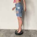 Women Ripped Tassel Casual Denim Shorts