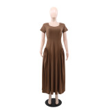 Women Patchwork Pleated Dress