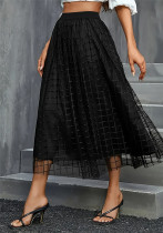 Women plaid mesh skirt
