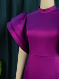 Women Style Bell Bottom Sleeve Backless Formal Party Dress