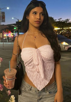 Fashion Sexy Lace Halter Neck Lace-Up Strap Vest