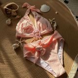 Solid Color High Waist Two Pieces Swimsuit