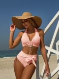 Solid Color High Waist Two Pieces Swimsuit