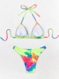 Sexy Bikini Lace Halter Neck Women's Two Pieces Swimsuits