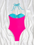 Women's Three-Color Patchwork Sexy Tight Fitting Bikini One-Piece Swimsuit