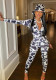Women Printed Contrast Color Sexy Jumpsuit