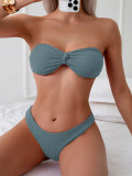 Sexy Solid Color Strapless Bikini Two Pieces Swimsuit
