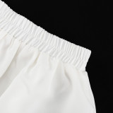 Turndown Collar Short Sleeve Shirt Fashion Ruffled Cake Skirt Two Piece Set