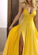 Women Spring and Summer Solid Suspender Holidays Slit Dress