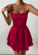 Women Spring Summer Sexy Backless Suspender Satin Lotus Leaf Dress