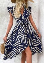 Women Elegant Holidays Summer Irregular Stripe Maxi Dress