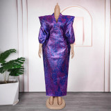 Muslim Jacquard Robe African Women's Clothing Plus Size Dress With Headscarf
