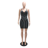 Sexy Fashion Strap Beaded Bodycon Party Dress