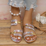 Summer Plus Size Printed Sandals Female Ladies Slippers