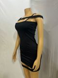 Women Solid Sexy Hollow Bodycon Irregular Dress
