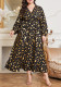 Plus Size Elastic Waist Feather Print Women's Dress