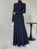 Women's Autumn And Winter High Collar Chic Slim Long Dress