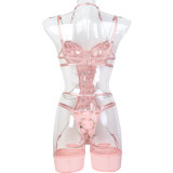 Women Leaf Embroidery Metal Hollow Chain Halter Neck Cross Sexy Bodysuit