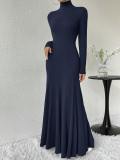 Women's Autumn And Winter High Collar Chic Slim Long Dress