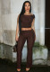 Casual Style Low Waist Tight Fitting Fashion Slim Fit Solid Color Two Piece Pants Set