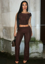 Casual Style Low Waist Tight Fitting Fashion Slim Fit Solid Color Two Piece Pants Set Casual Style Low Waist Tight Fitting Fashion Slim Fit Solid Color Two Piece Pants Set