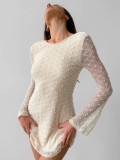 Sexy Slim Round Neck Lace Jacquard Spring Fashion Short Dress