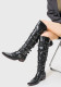 Punk Gothic Wide-Tube Leather Pointed Rivet Long Boots