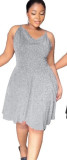 Women Solid Suspender Sexy Backless Dress