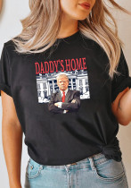 Trendy Daddy's Home Printed Short-Sleeved Sports Pullover Top T-Shirt