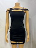 Women Solid Sexy Hollow Bodycon Irregular Dress
