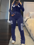 Autumn Printed Slim Sports Two Piece Pants Set
