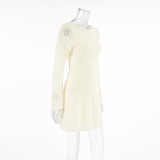 Sexy Slim Round Neck Lace Jacquard Spring Fashion Short Dress