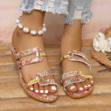 Summer Plus Size Printed Sandals Female Ladies Slippers