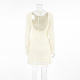Sexy Slim Round Neck Lace Jacquard Spring Fashion Short Dress