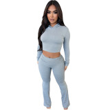 Women Long Sleeve Hooded Top and Pants Casual Two-piece Set