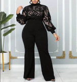 Plus Size Women Lace Casual Jumpsuit