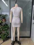 Women Solid Asymmetric Ruffle Mini Dress