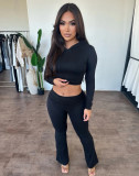 Women Long Sleeve Hooded Top and Pants Casual Two-piece Set