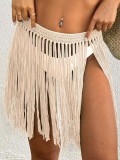 Women Lace-Up beach bikini tassel skirt