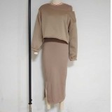 Autumn Loose Off Shoulder Bat Sleeves Top Long Skirt Two Piece Set For Women