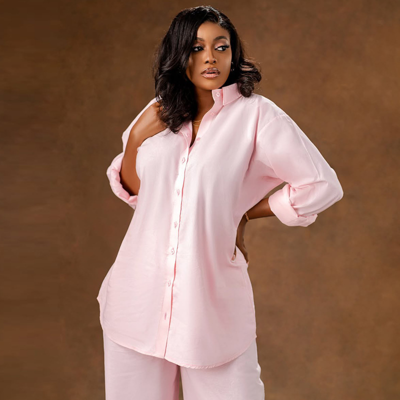 Women African long-sleeved shirt wide-leg pants Casual two-piece set