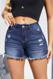 Women Tassel Ripped Denim Shorts
