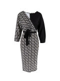 Women v-neck long-sleeved lace dress