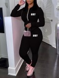 Women Printed Solid Top and Pants Sporty 2-Piece Set