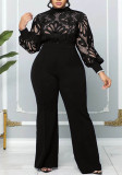 Plus Size Women Lace Casual Jumpsuit